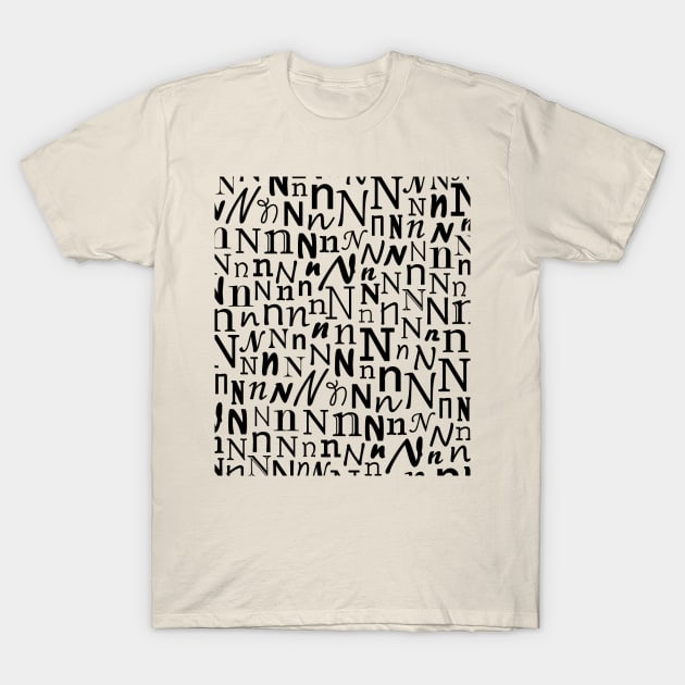 N - Typography (Black) T-Shirt by gillianembers